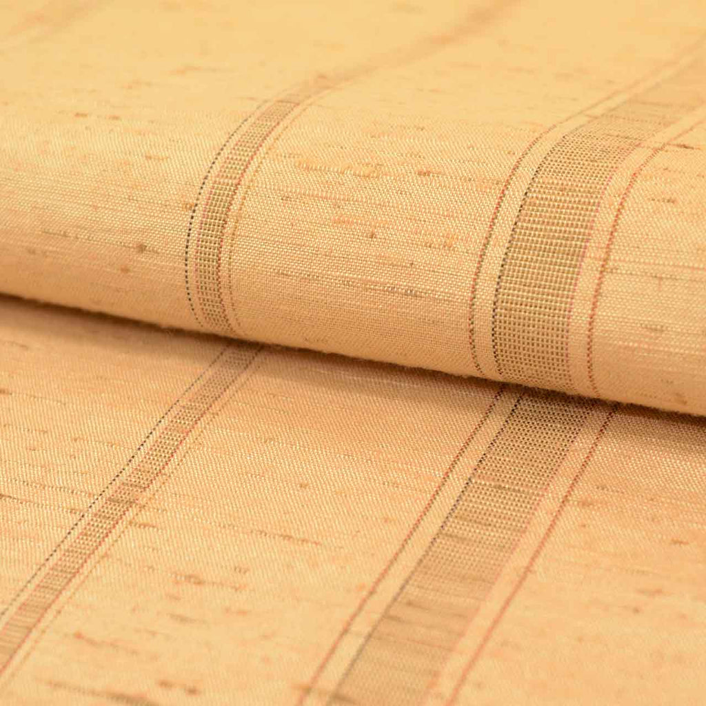 [Used] Recycled Kimono, Tsumugi Silk, Lined, Ready-made, Sleeve Length 64.7cm (25.5in), Body Length 159.2cm (62.7in), Size M, Brown with Stripe Pattern, uu1237b 