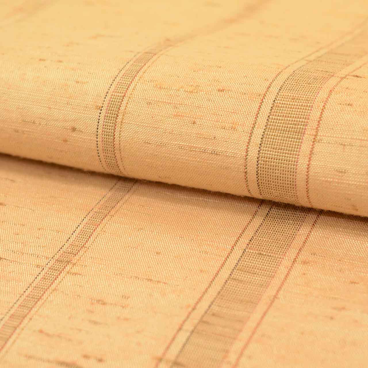 [Used] Recycled Kimono, Tsumugi Silk, Lined, Ready-made, Sleeve Length 64.7cm (25.5in), Body Length 159.2cm (62.7in), Size M, Brown with Stripe Pattern, uu1237b 