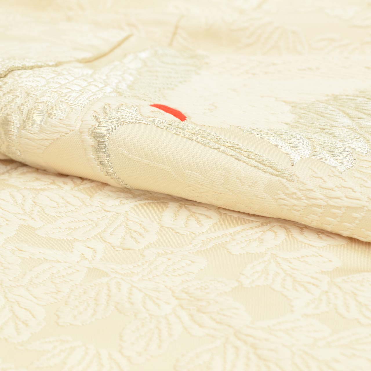 Vintage Japanese Kimono | Shiromuku | Cream Silk | Crane Pattern | Kara-ori Silver Thread | Tall Size LL | Sustainable | uu1240b
