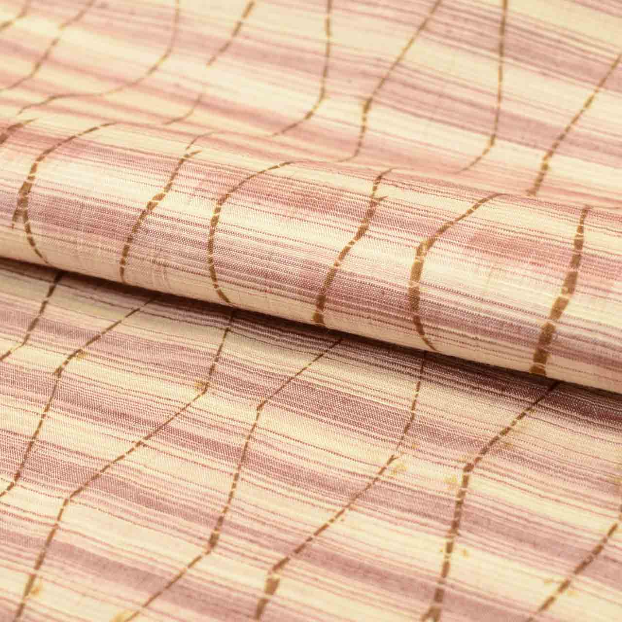 Vintage Japanese Obi | Sha-re Fukuro Obi | Brown Silk | Stripe Shibori Pattern | Tsumugi | Excellent | Sustainable | uu1252b