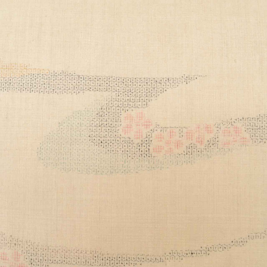 Vintage Japanese Obi | Sha-re Fukuro Obi | Beige Silk Yuki Tsumugi | Tortoiseshell Floral | Otaiko | Sustainable | uu1254b