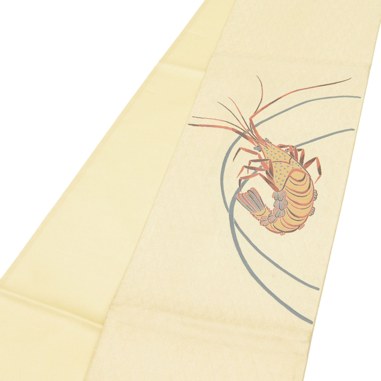 Vintage Japanese Obi | Summer Sha-re Fukuro Obi | Beige Silk | Shrimp Pattern | Gold Thread | Otaiko | Sustainable | uu1259b