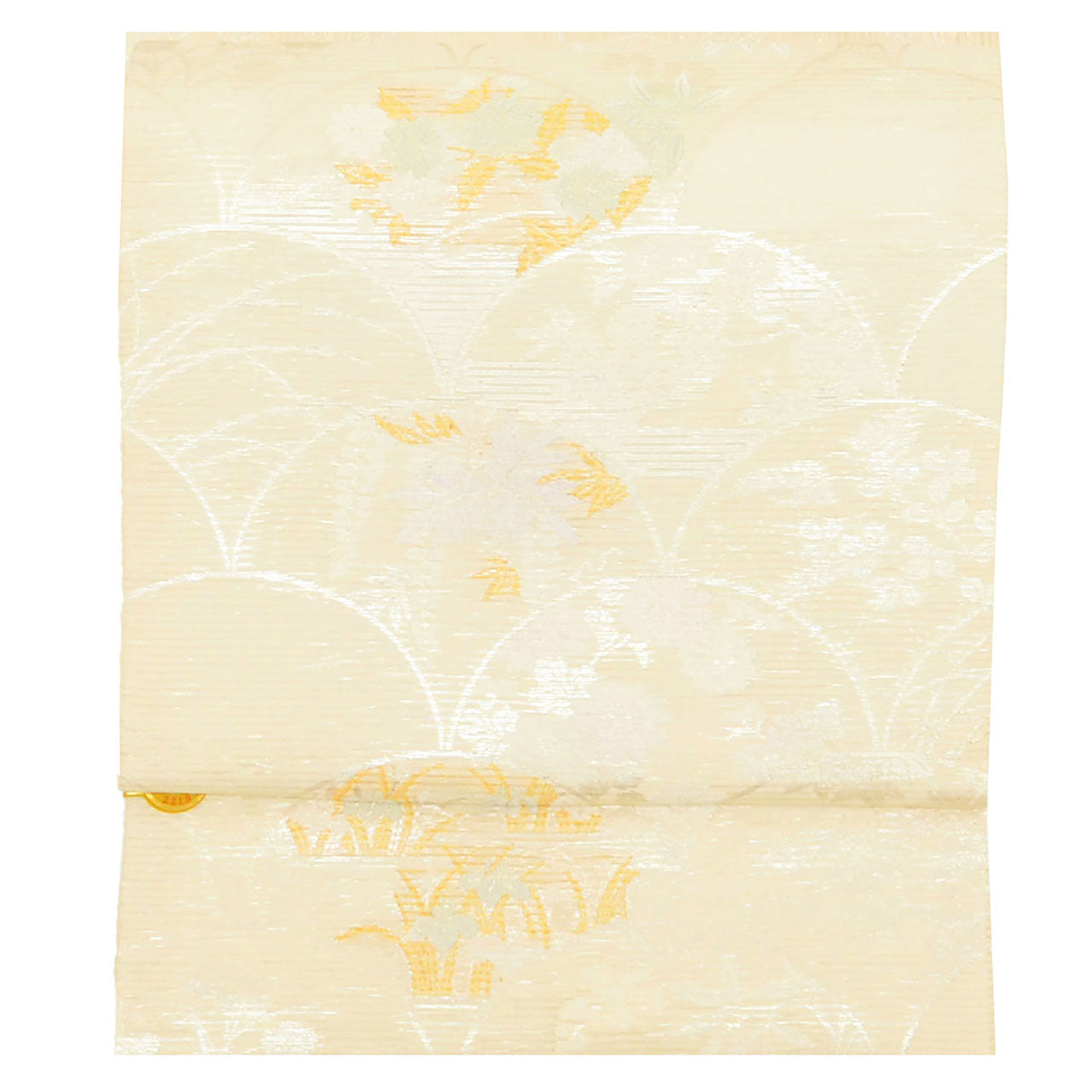 Vintage Japanese Obi | Summer Nagoya Obi | Cream Mixed Weave Ro | Autumn Botanical | Nishijin Certified | Sustainable | uu1261b