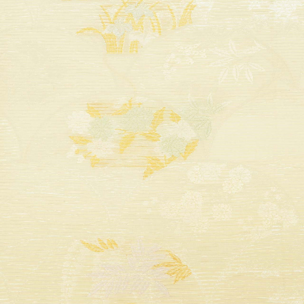 Vintage Japanese Obi | Summer Nagoya Obi | Cream Mixed Weave Ro | Autumn Botanical | Nishijin Certified | Sustainable | uu1261b