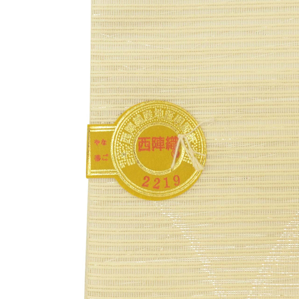 Vintage Japanese Obi | Summer Nagoya Obi | Cream Mixed Weave Ro | Autumn Botanical | Nishijin Certified | Sustainable | uu1261b