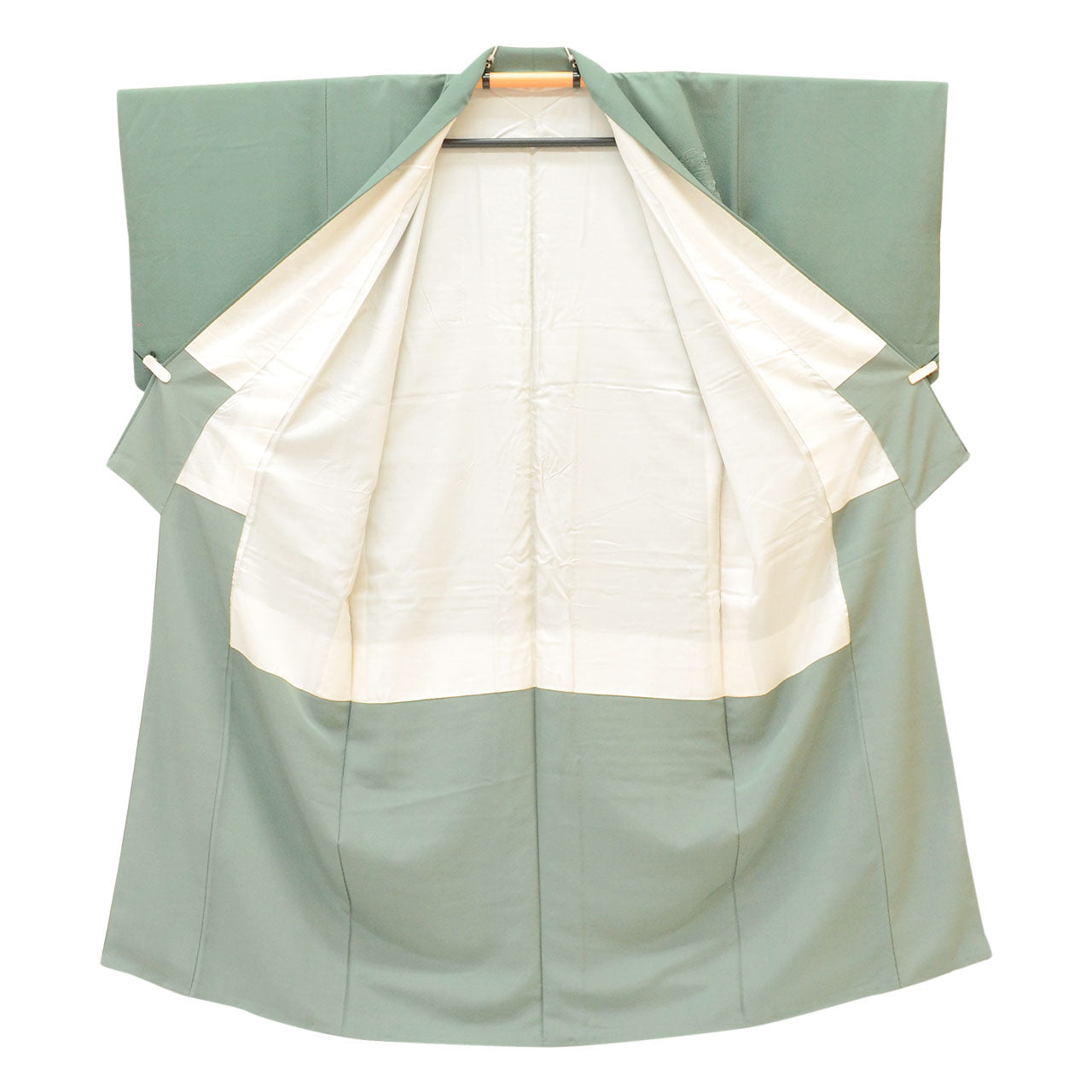 Vintage Japanese Kimono | Tsukesage | Green Silk | Fan Paper Floral | Suzhou Embroidery | Three Crests | Sustainable | uu1269b