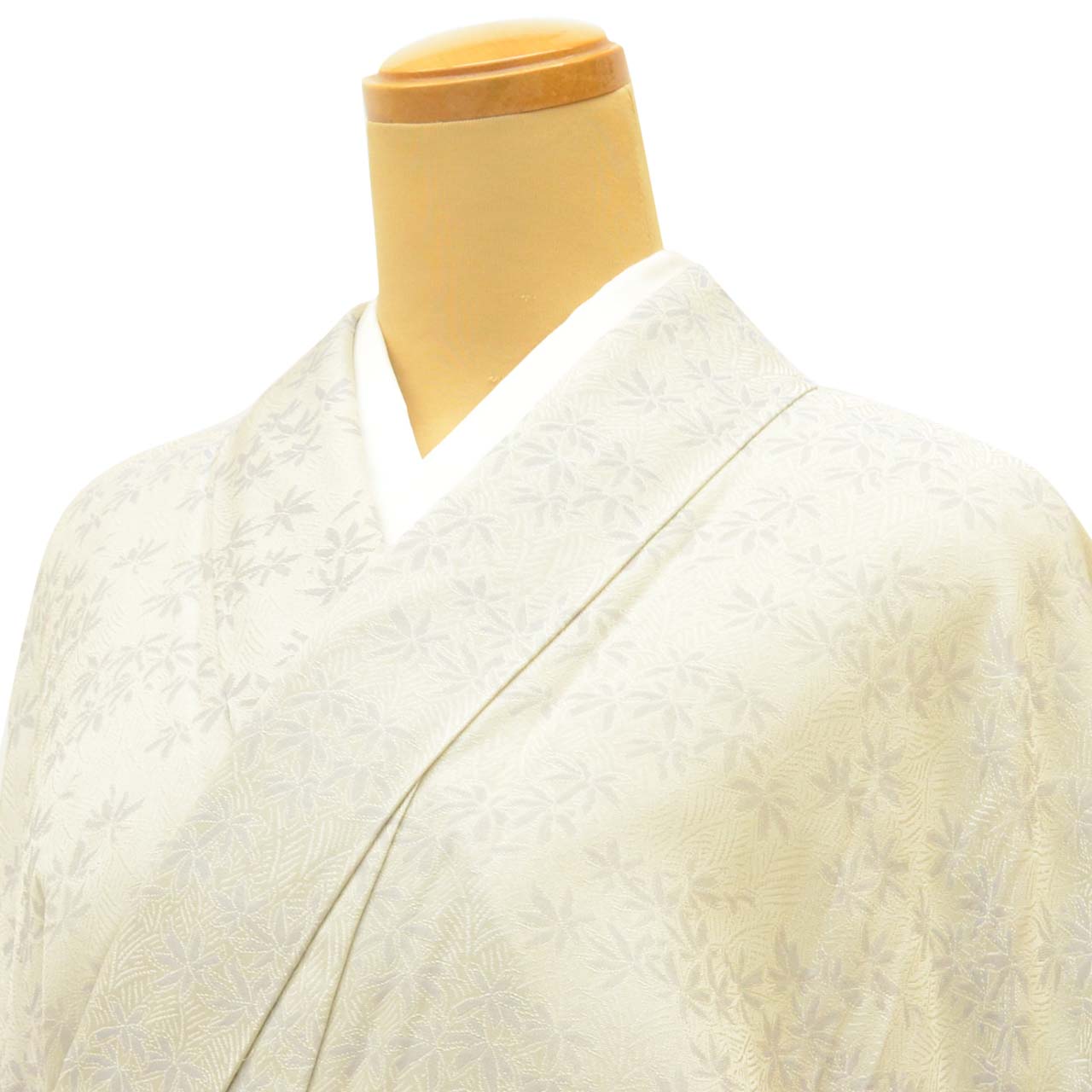 Vintage Japanese Kimono | Omeshi | Gray Silk | Leaf Pattern | Dounuki Lining | Size M | Sustainable | uu1270b