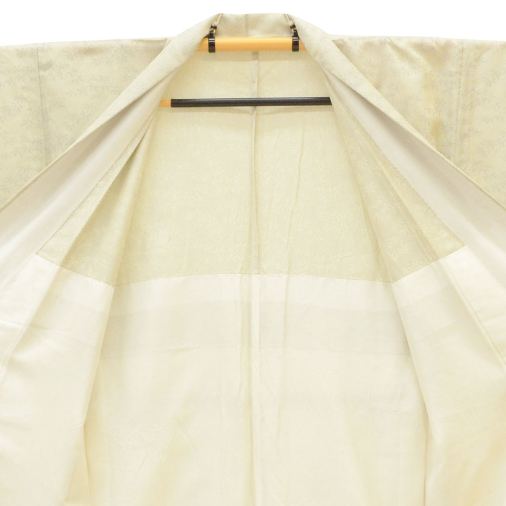 Vintage Japanese Kimono | Omeshi | Gray Silk | Leaf Pattern | Dounuki Lining | Size M | Sustainable | uu1270b