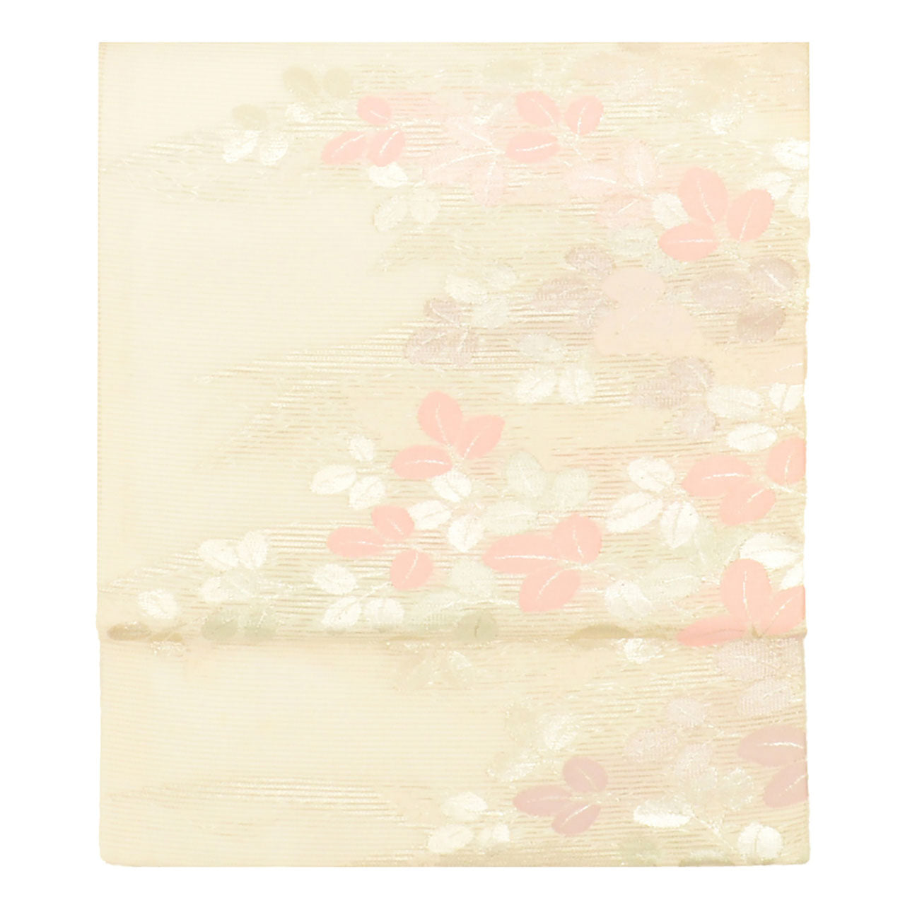 Vintage Japanese Obi | Summer Nagoya Obi | White Silk Ro | Hagi Bush Clover | Nishijin Certified | Unused | Sustainable | uu1273b