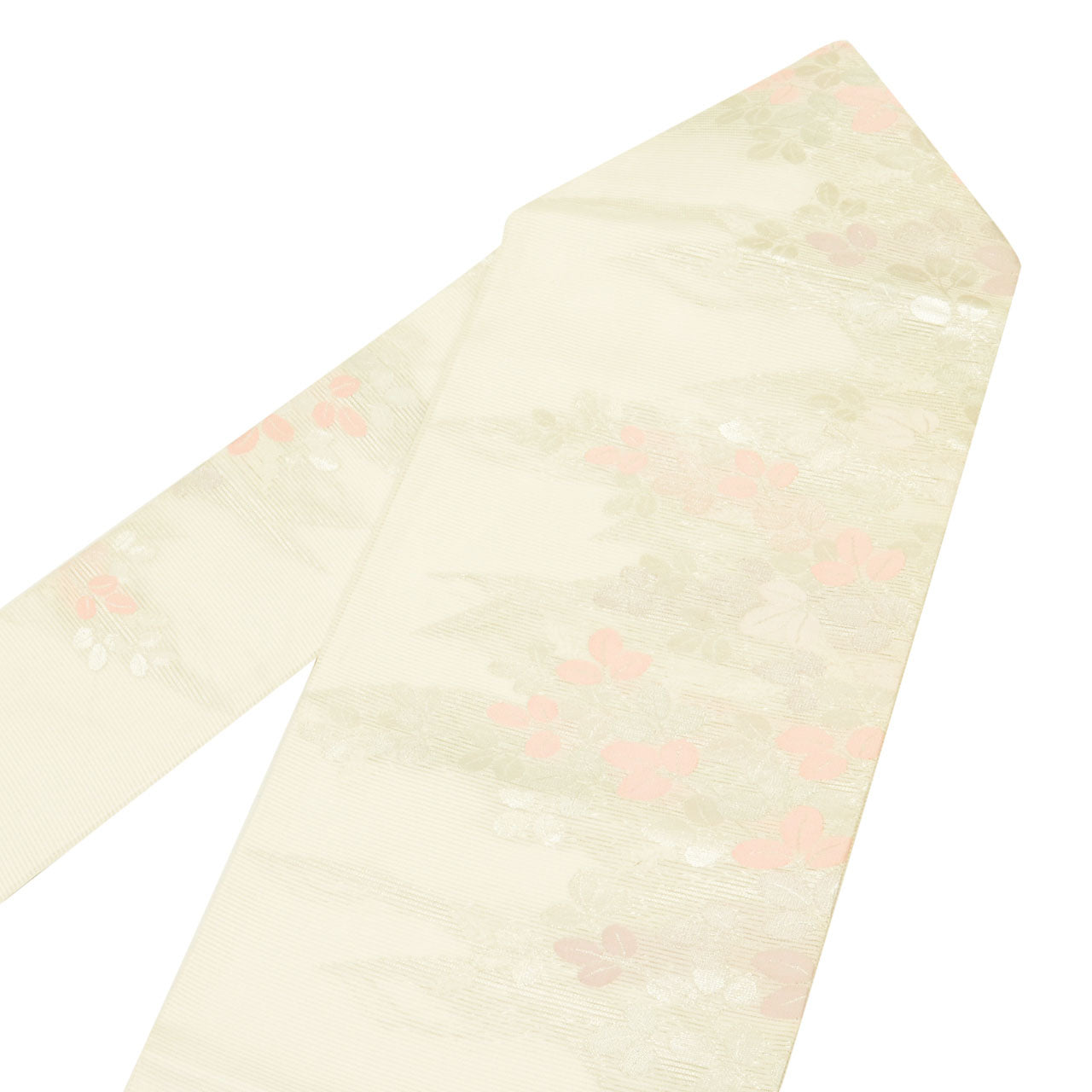 Vintage Japanese Obi | Summer Nagoya Obi | White Silk Ro | Hagi Bush Clover | Nishijin Certified | Unused | Sustainable | uu1273b