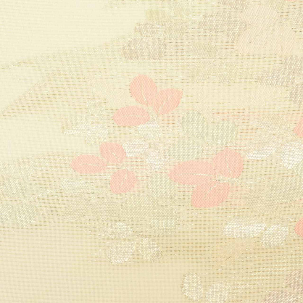 Vintage Japanese Obi | Summer Nagoya Obi | White Silk Ro | Hagi Bush Clover | Nishijin Certified | Unused | Sustainable | uu1273b