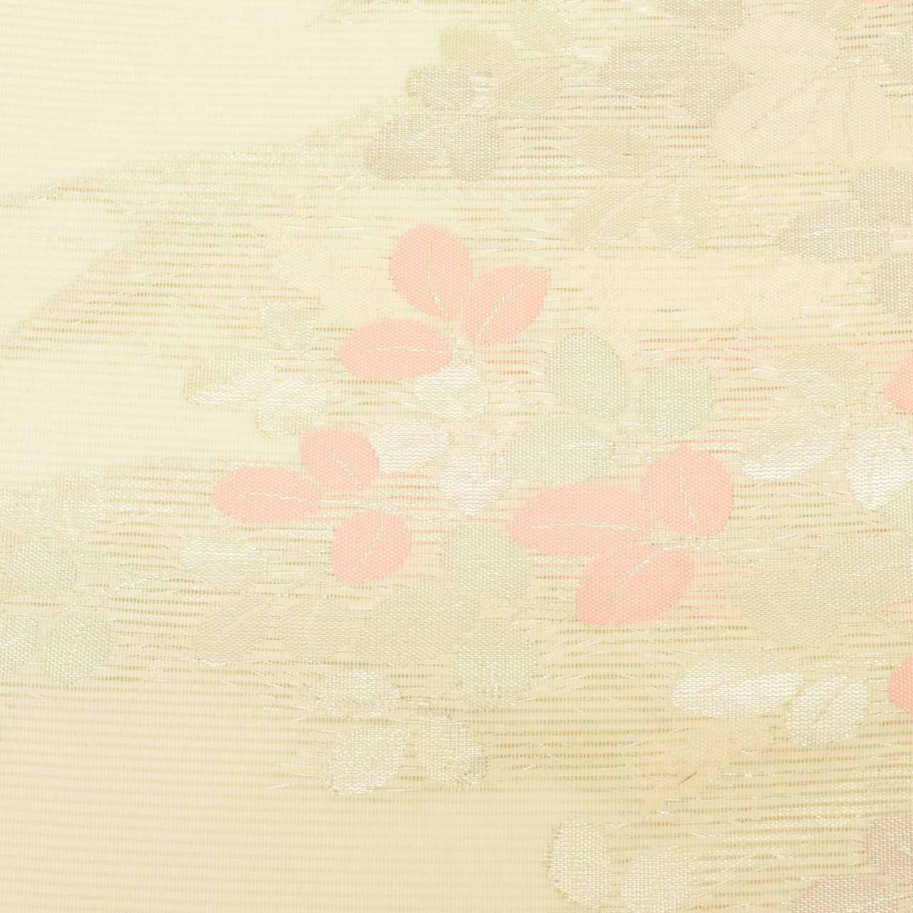 Vintage Japanese Obi | Summer Nagoya Obi | White Silk Ro | Hagi Bush Clover | Nishijin Certified | Unused | Sustainable | uu1273b