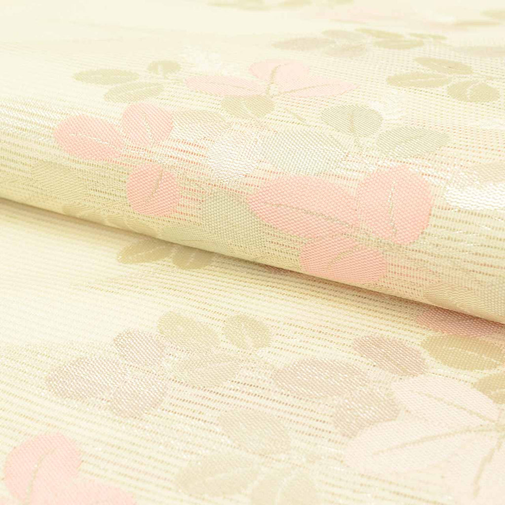 Vintage Japanese Obi | Summer Nagoya Obi | White Silk Ro | Hagi Bush Clover | Nishijin Certified | Unused | Sustainable | uu1273b