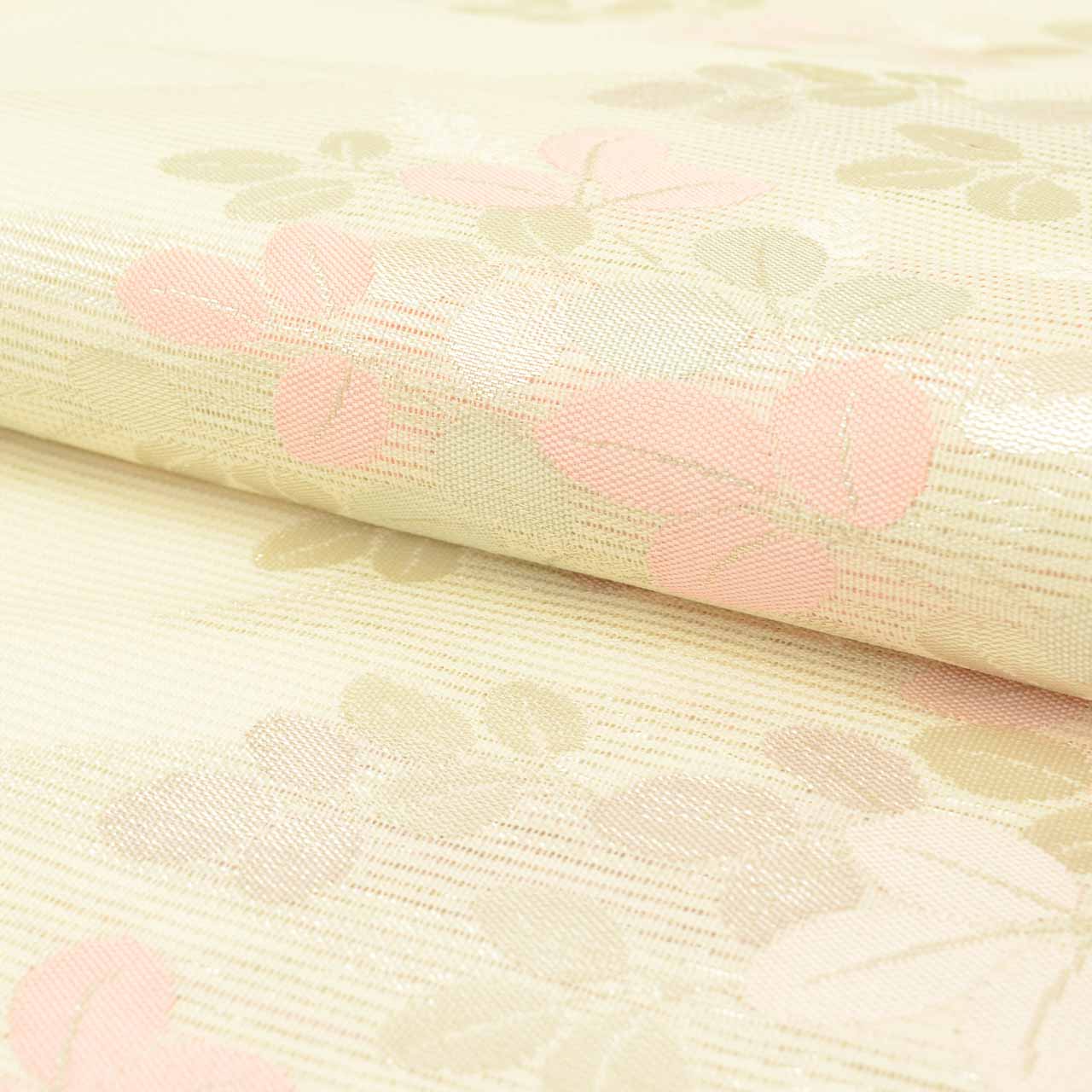 Vintage Japanese Obi | Summer Nagoya Obi | White Silk Ro | Hagi Bush Clover | Nishijin Certified | Unused | Sustainable | uu1273b