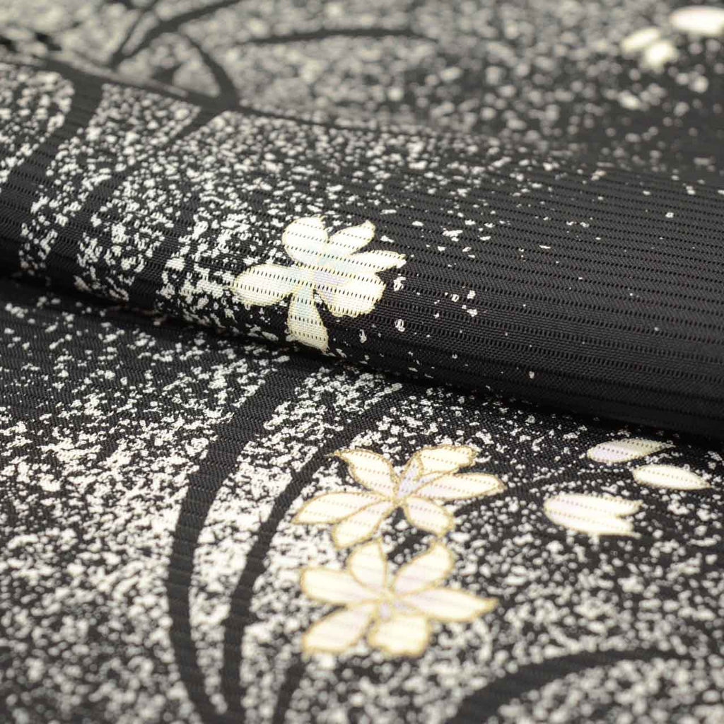 Vintage Japanese Kimono | Summer Houmongi-Tsukesage | Black Silk Ro | Floral | Petite Size S | Sustainable | uu1276b