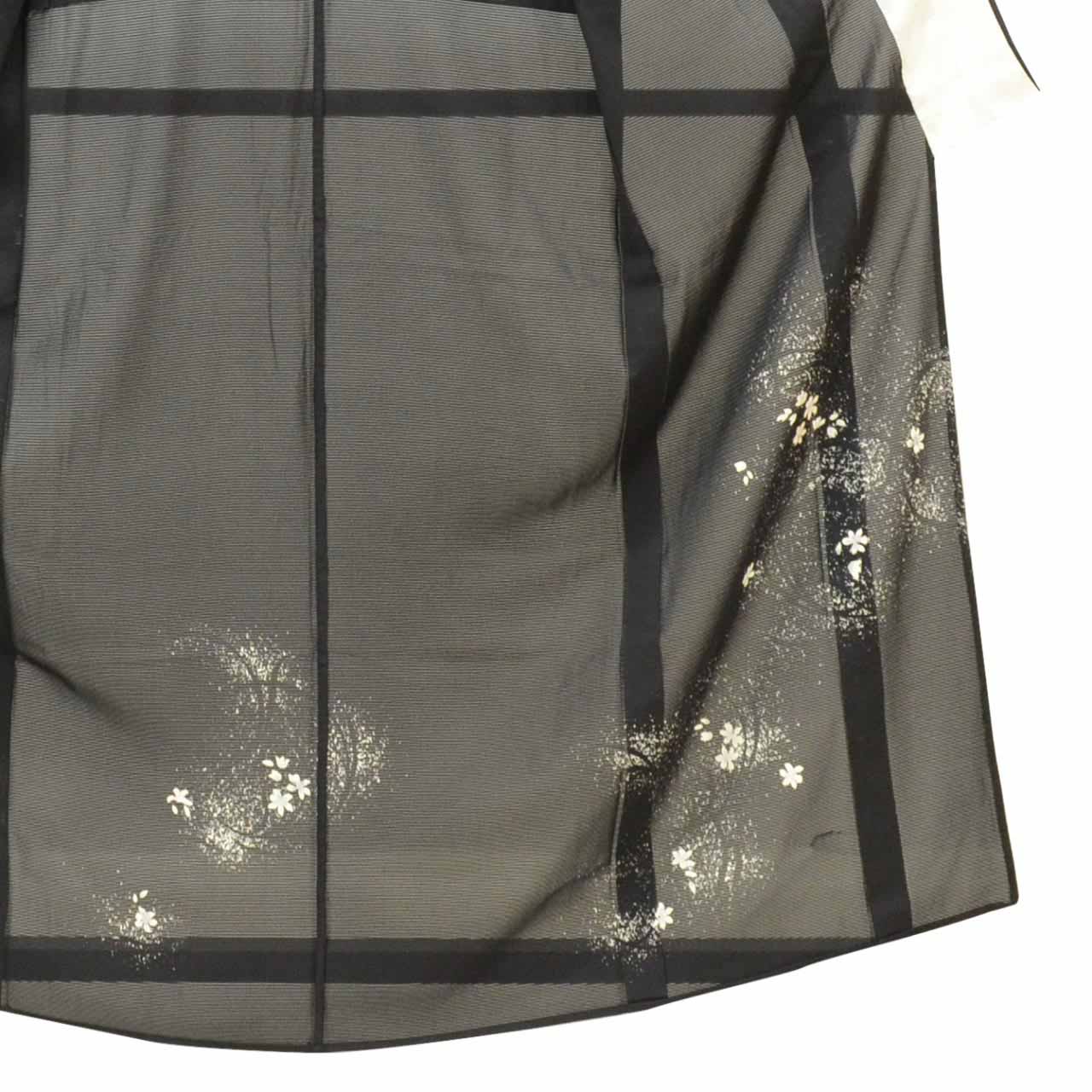 Vintage Japanese Kimono | Summer Houmongi-Tsukesage | Black Silk Ro | Floral | Petite Size S | Sustainable | uu1276b