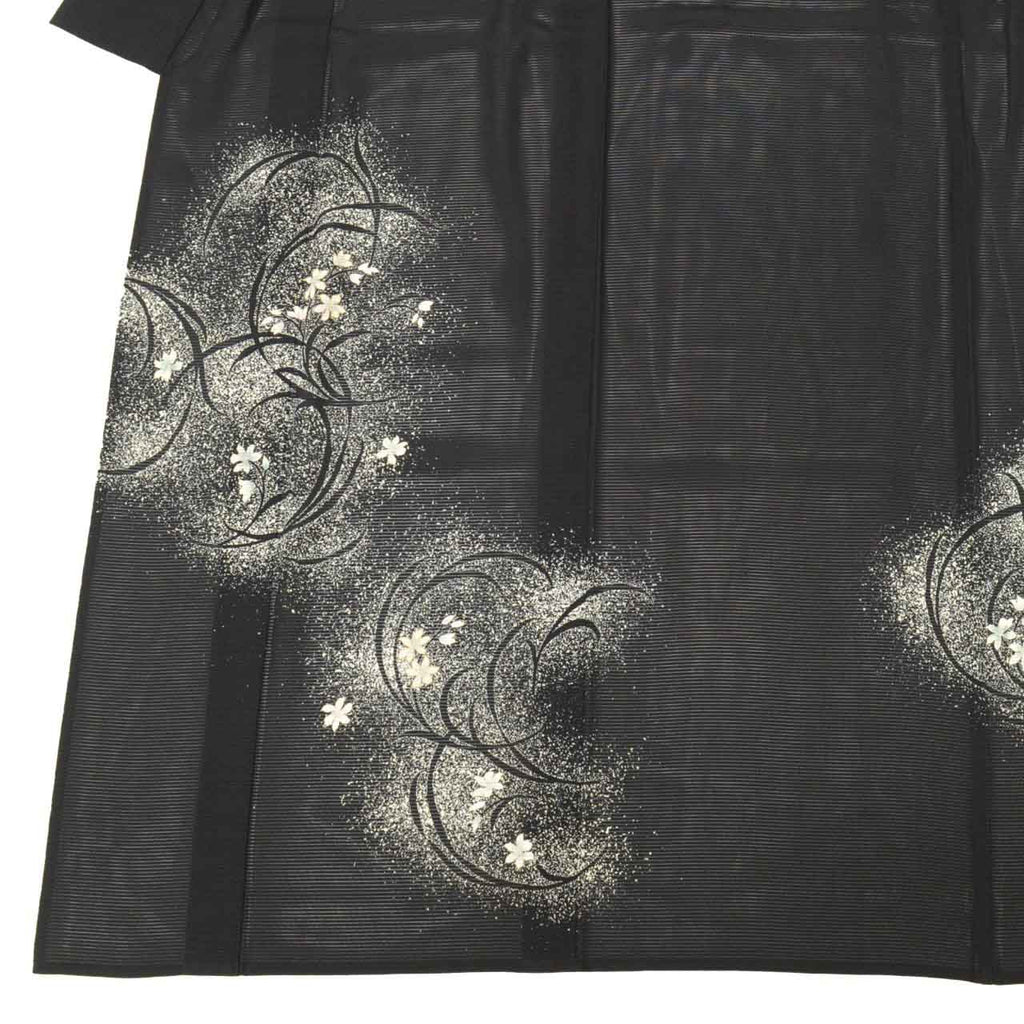 Vintage Japanese Kimono | Summer Houmongi-Tsukesage | Black Silk Ro | Floral | Petite Size S | Sustainable | uu1276b