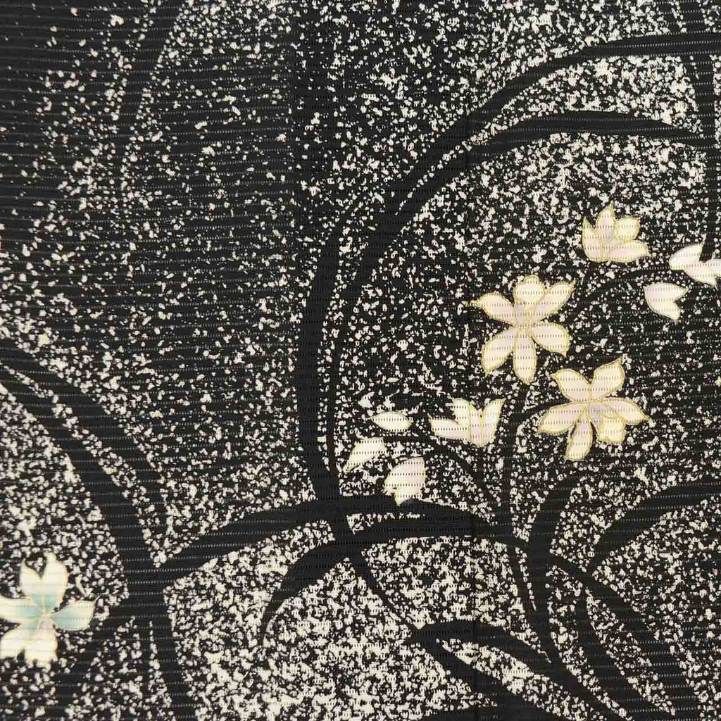 Vintage Japanese Kimono | Summer Houmongi-Tsukesage | Black Silk Ro | Floral | Petite Size S | Sustainable | uu1276b
