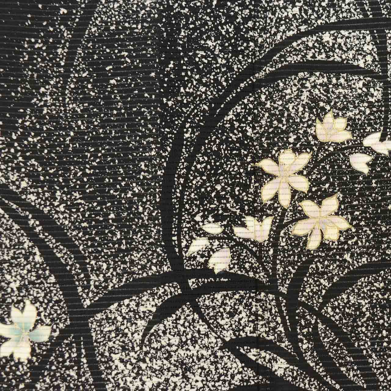 Vintage Japanese Kimono | Summer Houmongi-Tsukesage | Black Silk Ro | Floral | Petite Size S | Sustainable | uu1276b