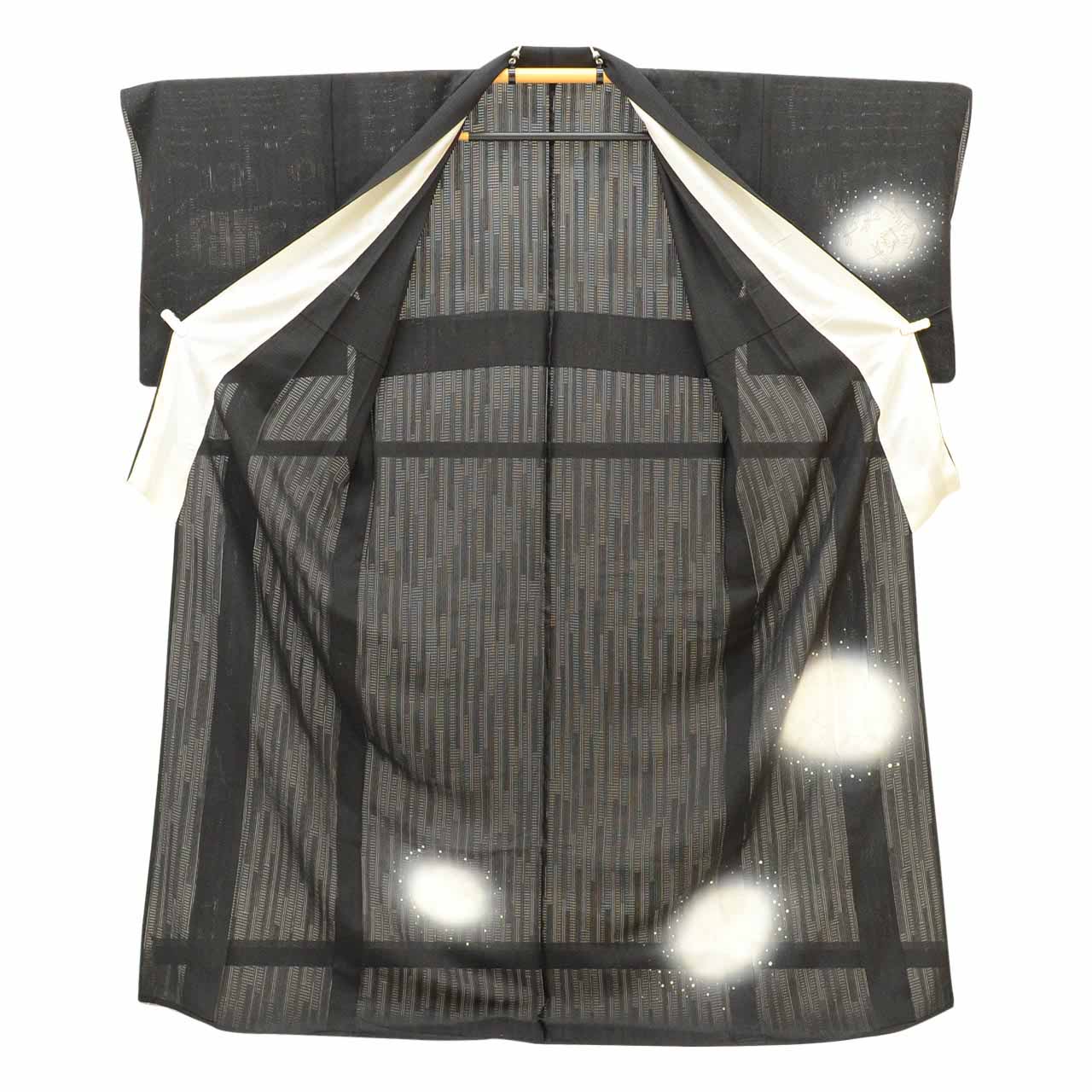 Vintage Japanese Kimono | Summer Tsukesage | Black Silk Ro | Dragonfly Pattern | Size L | Sustainable | uu1279b