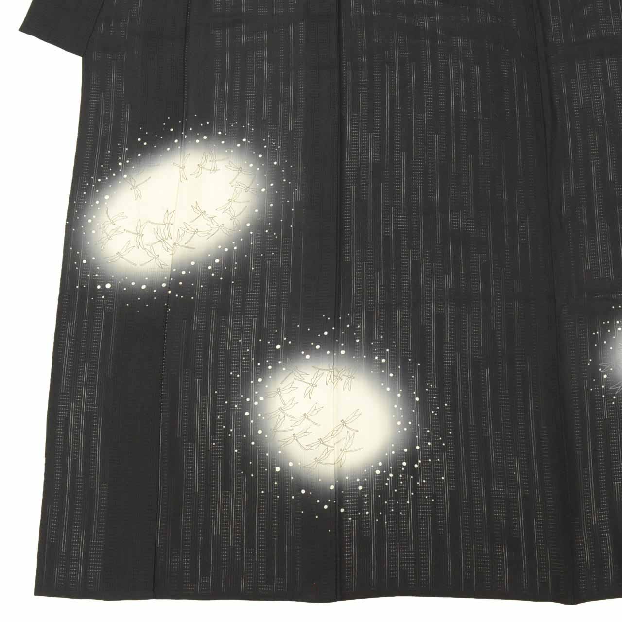 Vintage Japanese Kimono | Summer Tsukesage | Black Silk Ro | Dragonfly Pattern | Size L | Sustainable | uu1279b