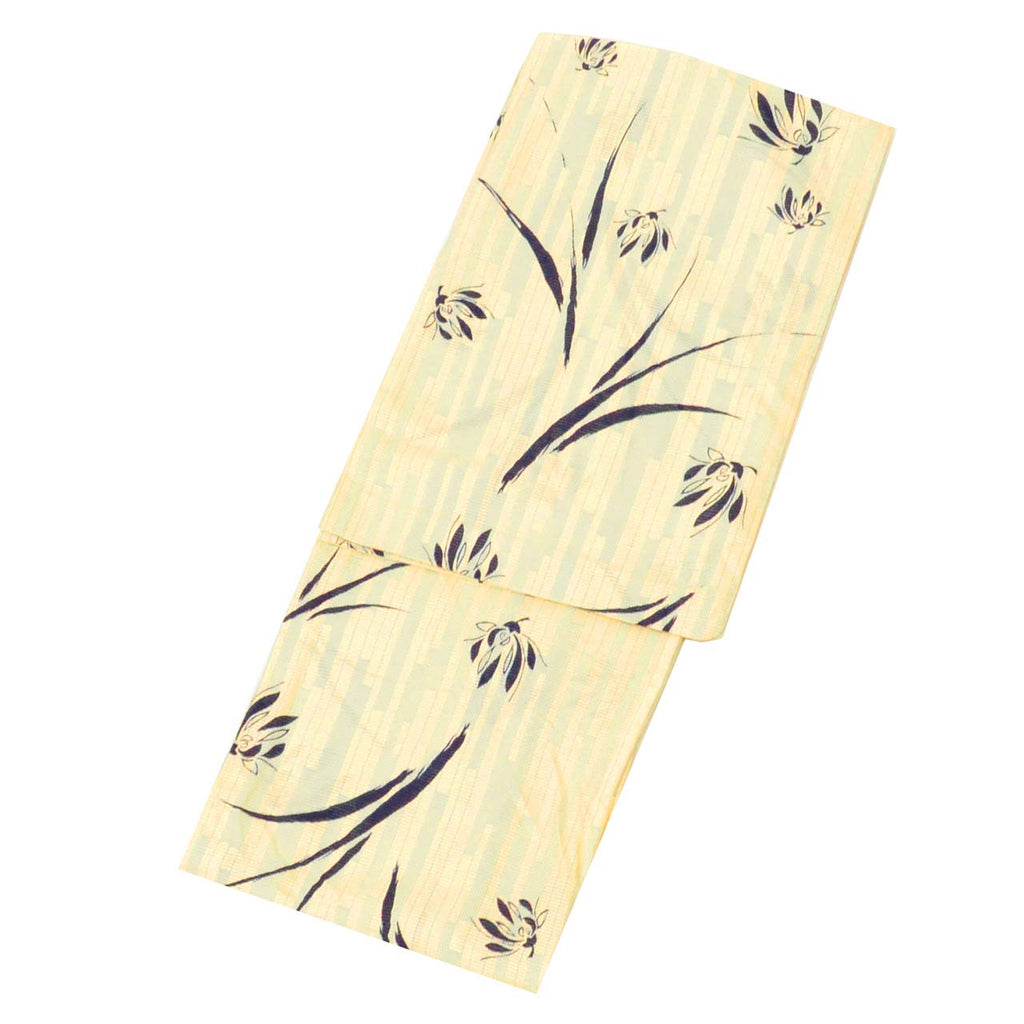 Vintage Japanese Yukata | Women's Yukata | Beige Cotton Ro | Floral Pattern | Petite Size S | Sustainable | uu1287b