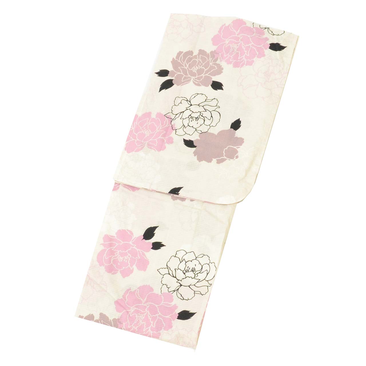 Vintage Japanese Yukata | Women's Yukata | Cream Cotton Koubai | Peony Pattern | Size L | Sustainable | uu1289b