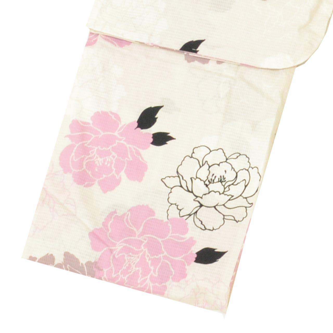 Vintage Japanese Yukata | Women's Yukata | Cream Cotton Koubai | Peony Pattern | Size L | Sustainable | uu1289b
