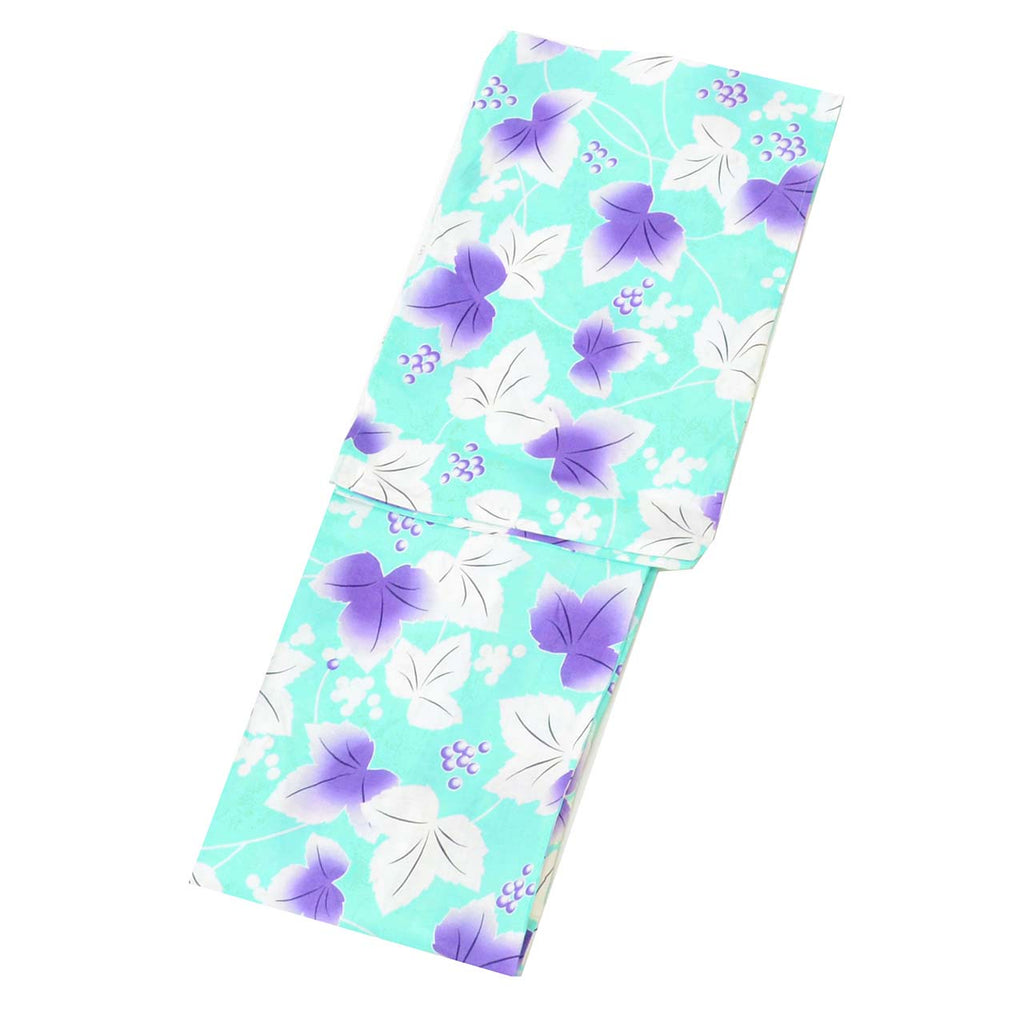 Vintage Japanese Yukata | Women's Yukata | Green Cotton | Grape Pattern | Flat Weave | Size L | Sustainable | uu1290b