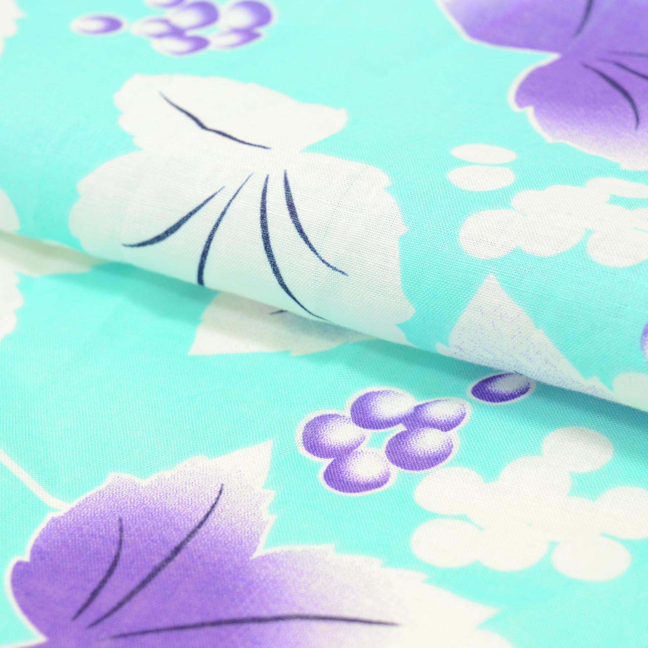 Vintage Japanese Yukata | Women's Yukata | Green Cotton | Grape Pattern | Flat Weave | Size L | Sustainable | uu1290b