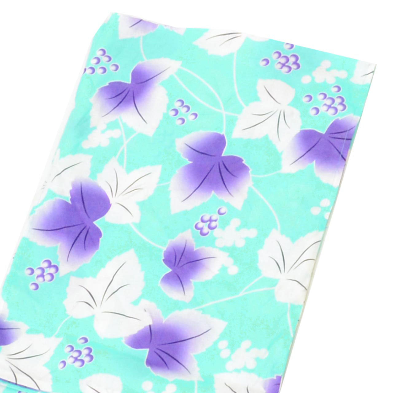 Vintage Japanese Yukata | Women's Yukata | Green Cotton | Grape Pattern | Flat Weave | Size L | Sustainable | uu1290b