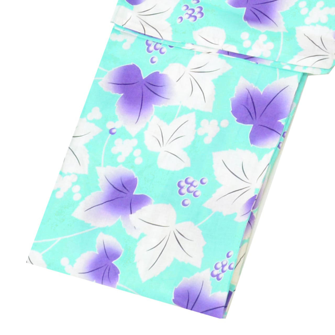 Vintage Japanese Yukata | Women's Yukata | Green Cotton | Grape Pattern | Flat Weave | Size L | Sustainable | uu1290b
