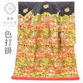【中古】 リサイクル着物 色打掛 花嫁衣装 正絹 裄67cm 身丈198cm LL 黒色系 彩り松文様 唐織 金糸 uu1301b