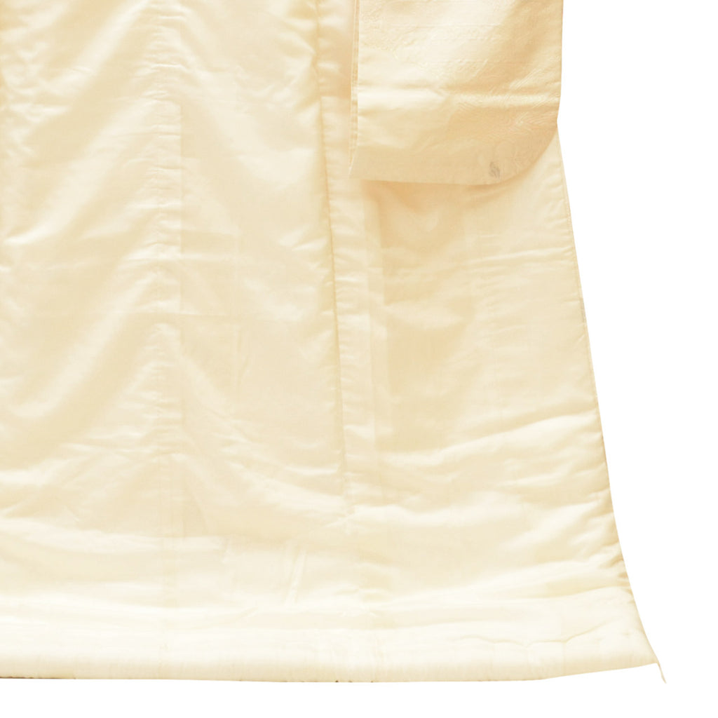 Vintage Japanese Kimono | Shiromuku | Cream Silk | Floral E-kasuri Silver Thread | Kara-ori | Size L | Sustainable | uu1308b