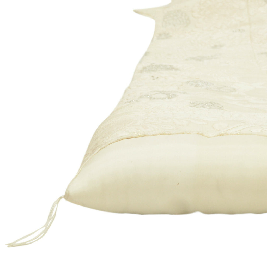 Vintage Japanese Kimono | Shiromuku | Cream Silk | Floral E-kasuri Silver Thread | Kara-ori | Size L | Sustainable | uu1308b