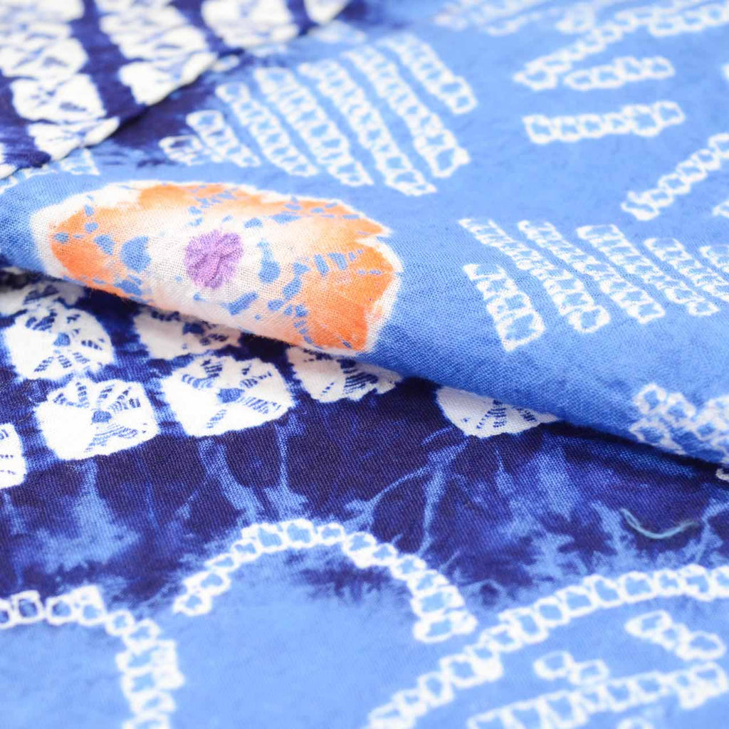 Vintage Japanese Yukata | Women's Yukata | Blue Navy Cotton | Floral | Arimatsu Narumi Shibori | Size L | Sustainable | uu1319b