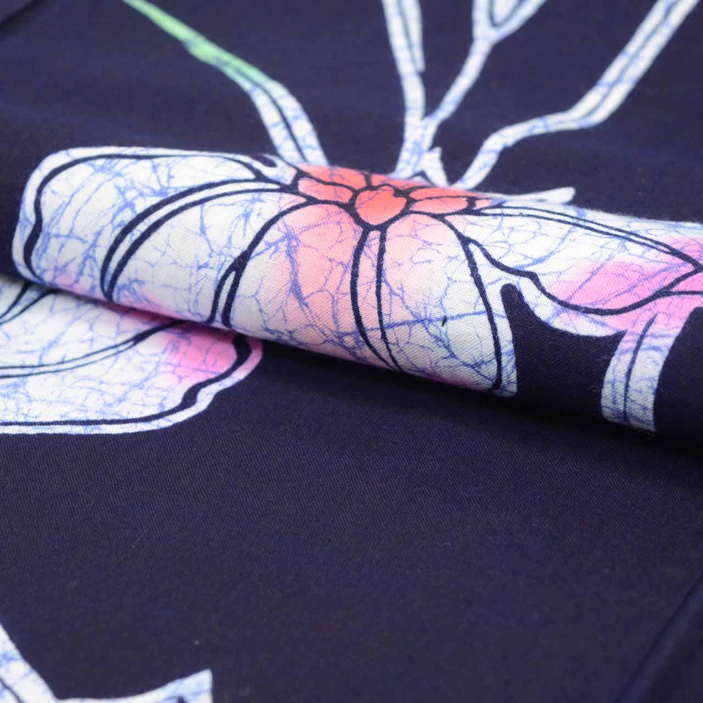 Vintage Japanese Yukata | Women's Yukata | Navy Cotton | Iris Pattern | Koma-ji Chuzome | Petite Size S | Sustainable | uu1320b