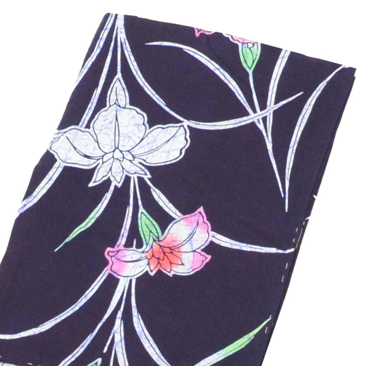 Vintage Japanese Yukata | Women's Yukata | Navy Cotton | Iris Pattern | Koma-ji Chuzome | Petite Size S | Sustainable | uu1320b