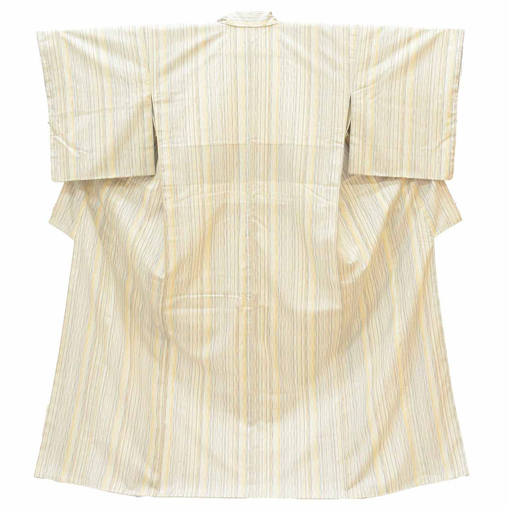 Vintage Japanese Kimono | Tsumugi | Gray Silk | Yokero Stripe | Dounuki Lining | Unused | Excellent | Size L | Sustainable | uu1323b