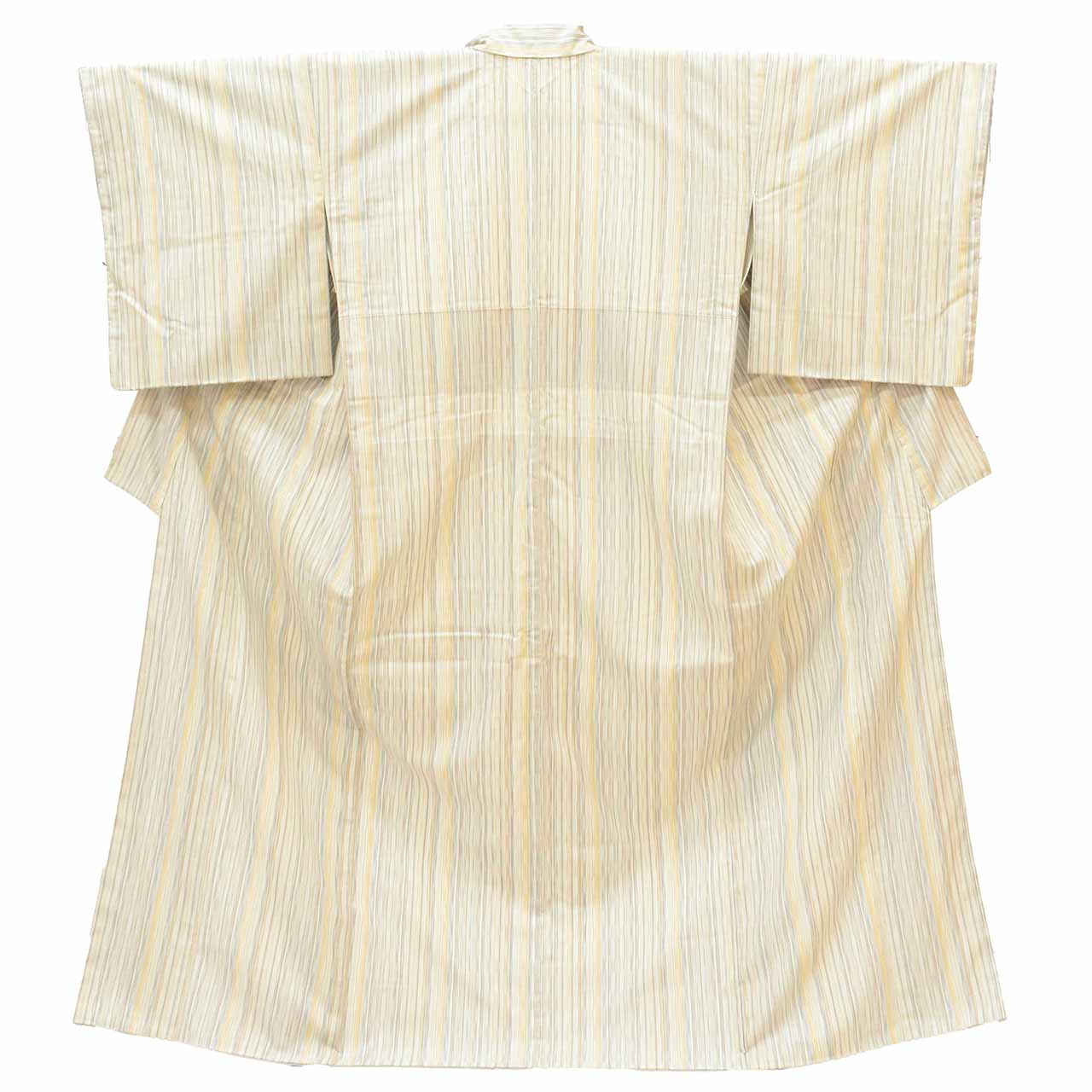 Vintage Japanese Kimono | Tsumugi | Gray Silk | Yokero Stripe | Dounuki Lining | Unused | Excellent | Size L | Sustainable | uu1323b