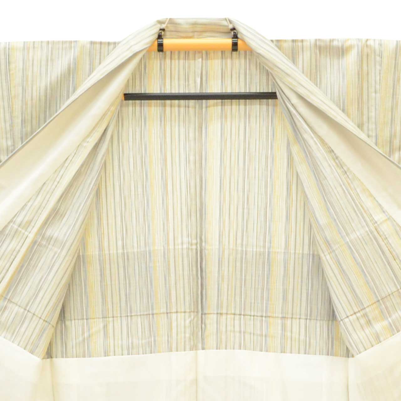 Vintage Japanese Kimono | Tsumugi | Gray Silk | Yokero Stripe | Dounuki Lining | Unused | Excellent | Size L | Sustainable | uu1323b