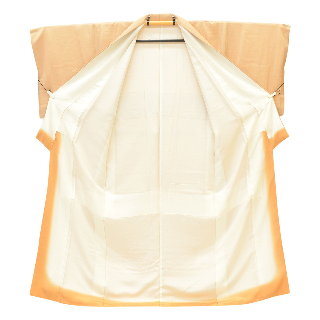[Used] Recycled Kimono, Solid Color, Lined, Pure Silk, Ready-made, Sleeve Length 69.2cm (27.2in), Body Length 160.5cm (63.2in), Size M, Brown, Square Pattern, uu1325b, Suitable for Entrance Ceremony, Graduation Ceremony, Kindergarten Entrance Ceremony 