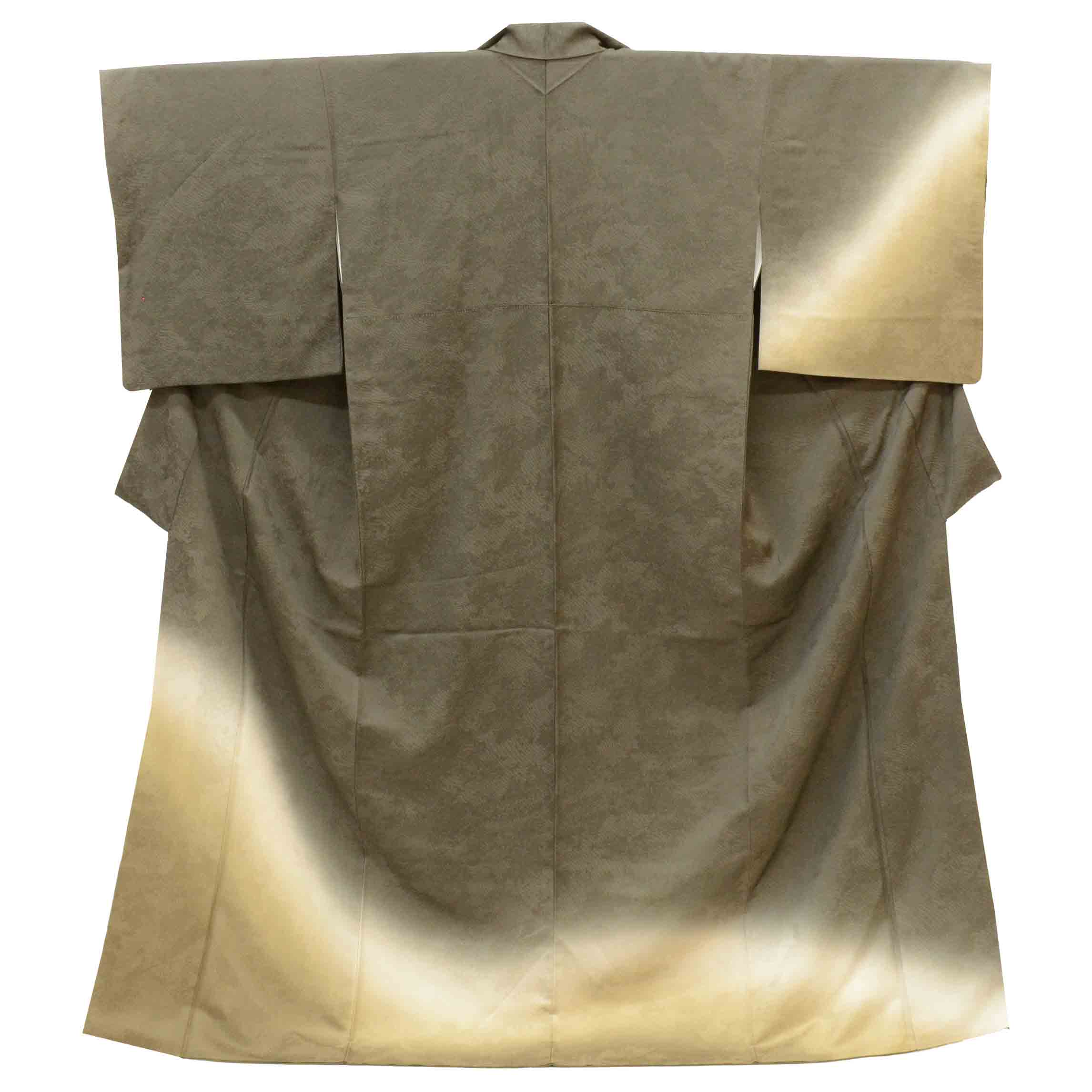 Vintage Japanese Kimono | Tsukesage | Brown Silk | Bokashi Ombre | Size L | Sustainable | uu1328b