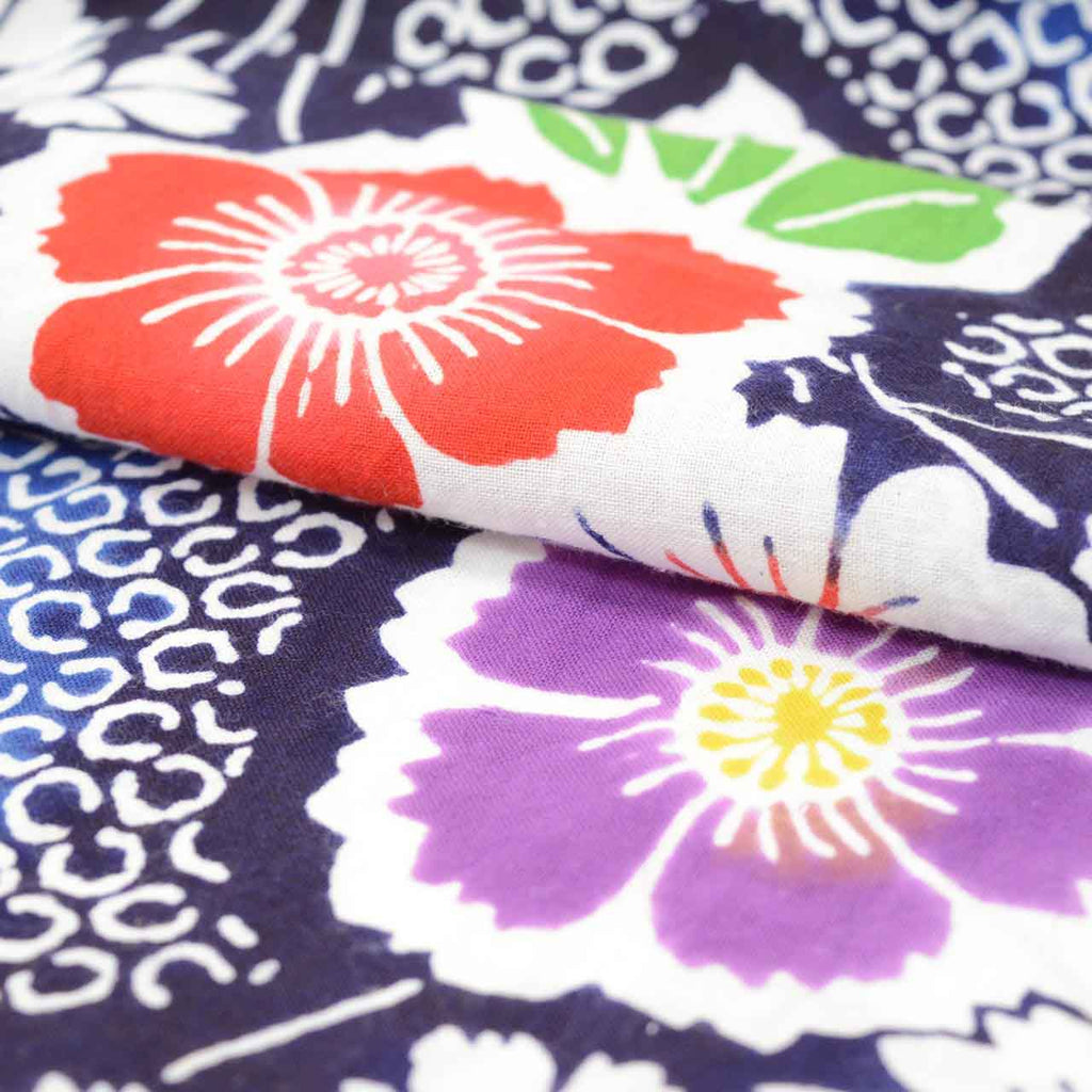 Vintage Japanese Yukata | Women's Yukata | Blue Cotton | Floral Pattern | Koma-ji Chuzome | Junior Size SS | Sustainable | uu1329b