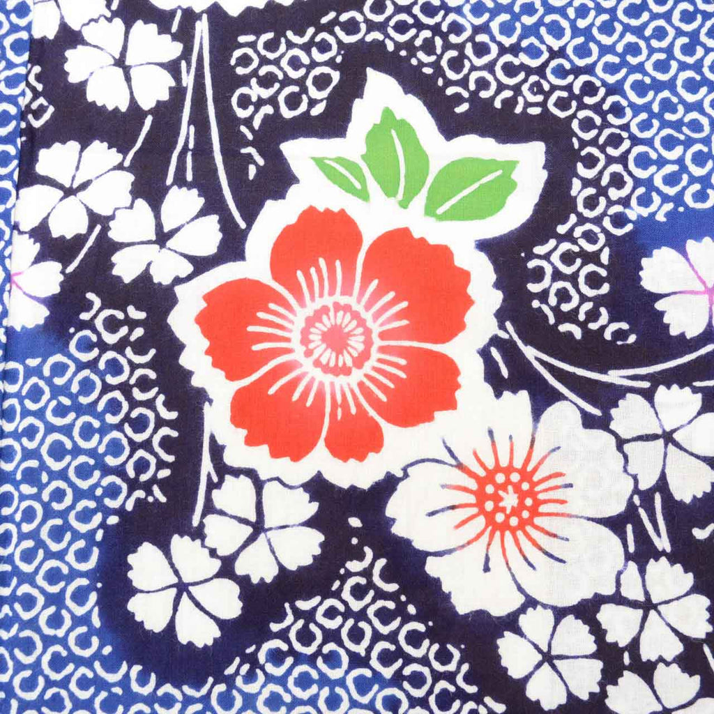 Vintage Japanese Yukata | Women's Yukata | Blue Cotton | Floral Pattern | Koma-ji Chuzome | Junior Size SS | Sustainable | uu1329b