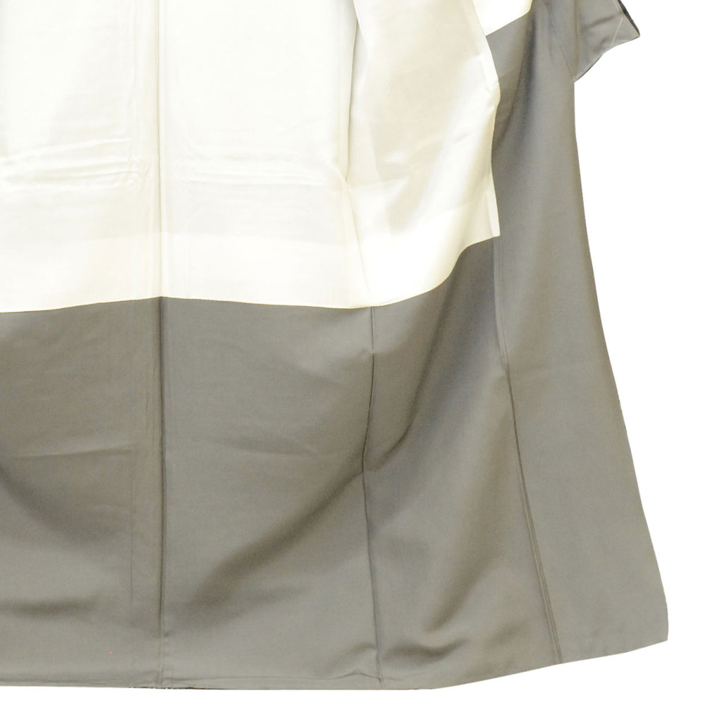 [Used] Recycled Kimono, Hakusan Tsumugi Silk, Lined, Ready-made, with signature, Sleeve length 65.5cm (25.8in), Body length 159.5cm (62.8in), Size M, Green, Gourd pattern, Attached hem pattern, uu1338b 