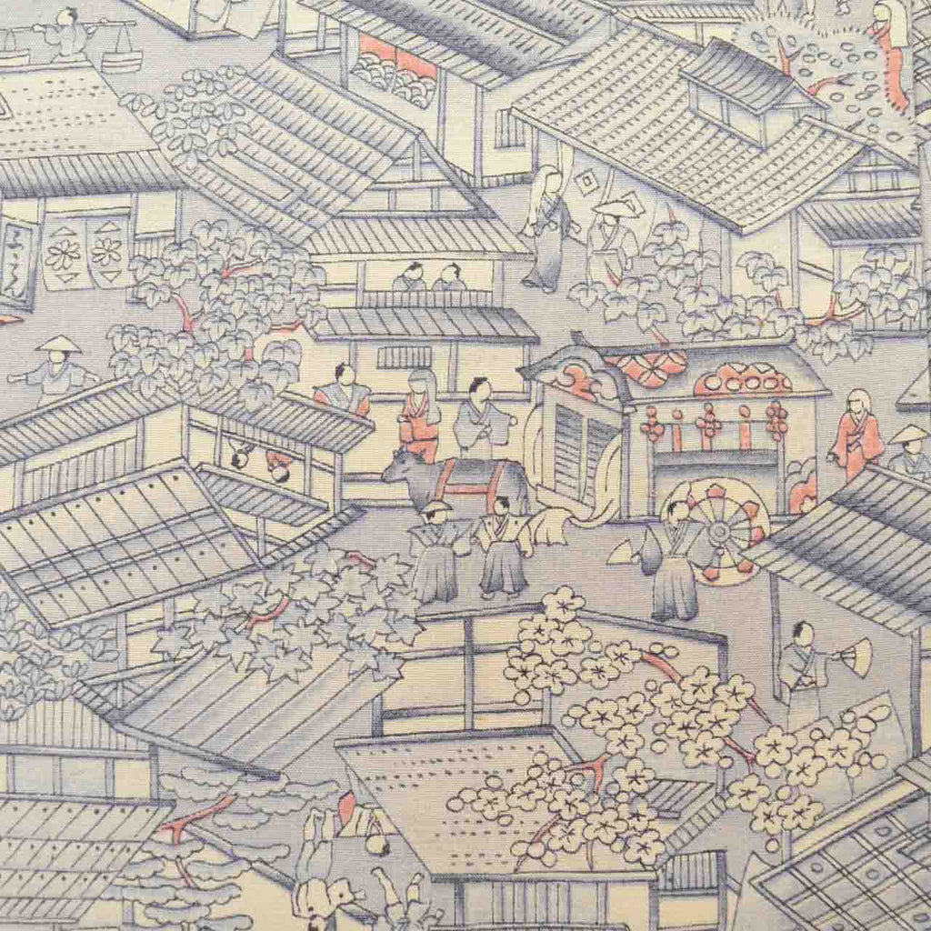 Vintage Japanese Kimono | Tsumugi | Gray Silk | Landscape Pattern | Size M | Sustainable | uu1363b