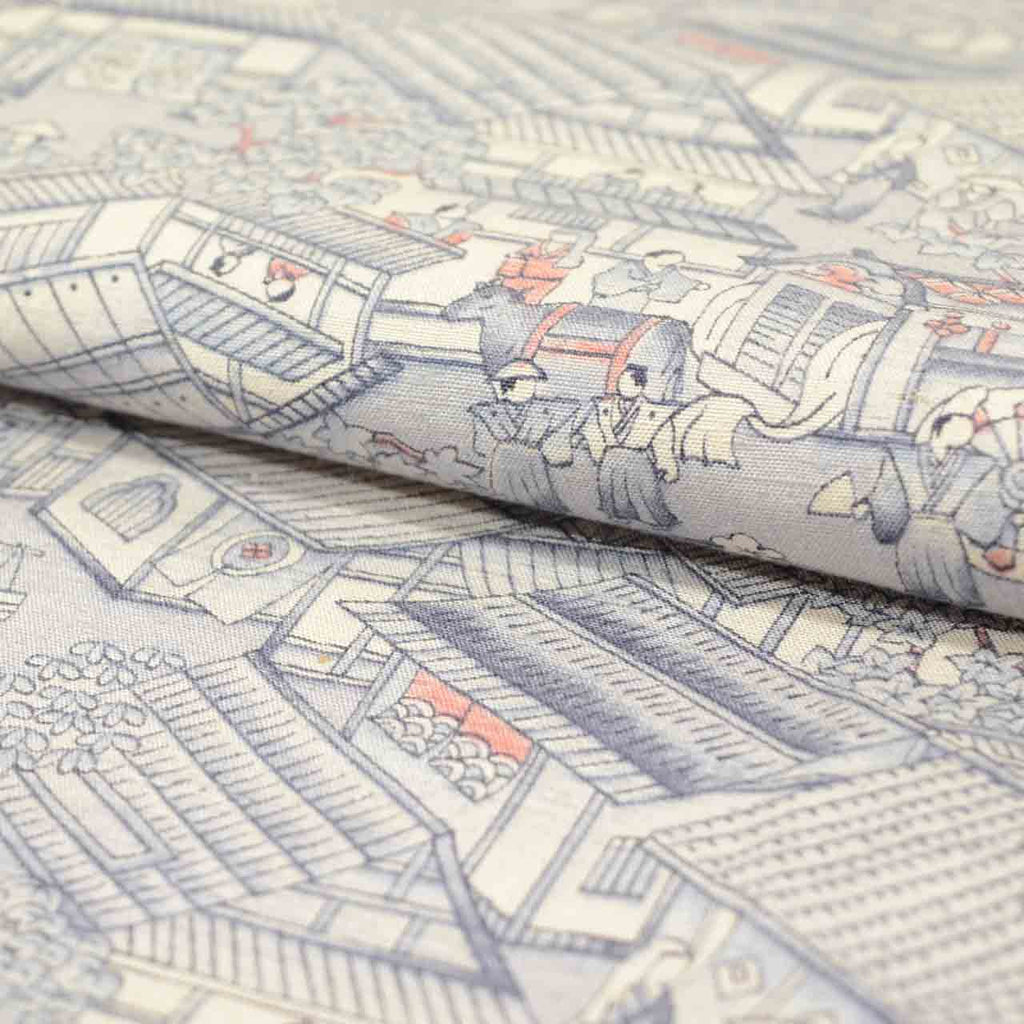 Vintage Japanese Kimono | Tsumugi | Gray Silk | Landscape Pattern | Size M | Sustainable | uu1363b