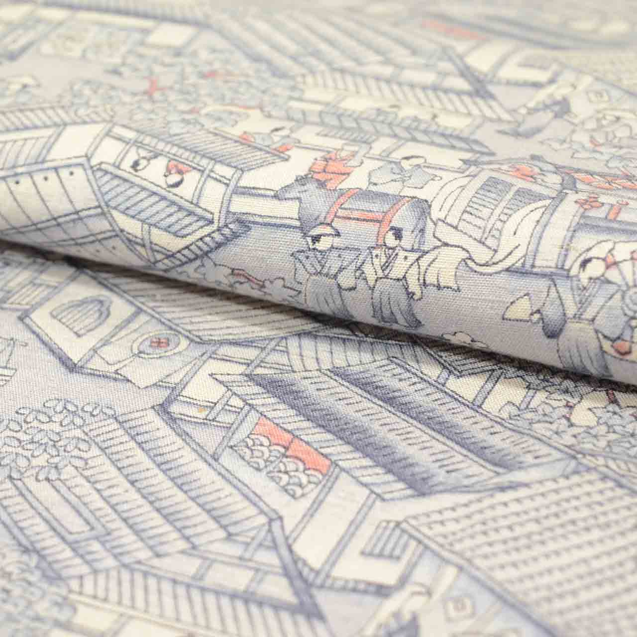 Vintage Japanese Kimono | Tsumugi | Gray Silk | Landscape Pattern | Size M | Sustainable | uu1363b