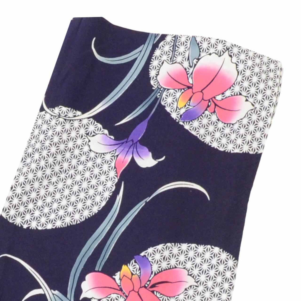 Vintage Japanese Yukata | Women's Yukata | Navy Cotton | Iris Pattern | Koma-ji Chuzome | Petite Size S | Sustainable | uu1365b